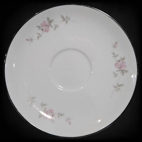 Noritake Other - 1960s Vintage Noritake Bellemead Porcelain Silver Trimmed Floral 6 Saucer Plates